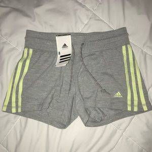 Adidas Shorts Grey with Neon Green Stripes Size XS